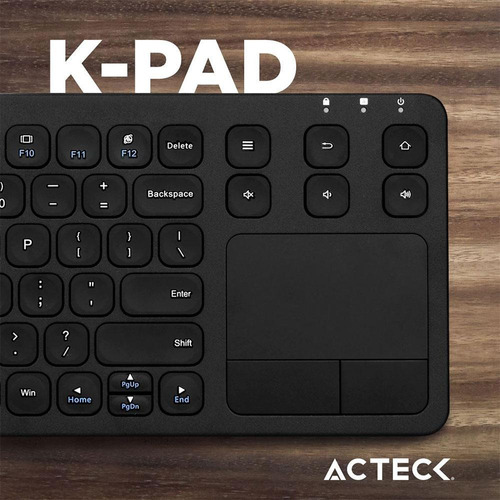 Teclado inalámbrico Acteck K-PAD MK410, con Touchpad integrado. Color Negro.